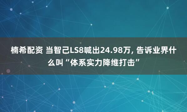 楠希配资 当智己LS8喊出24.98万, 告诉业界什么叫“体系实力降维打击”